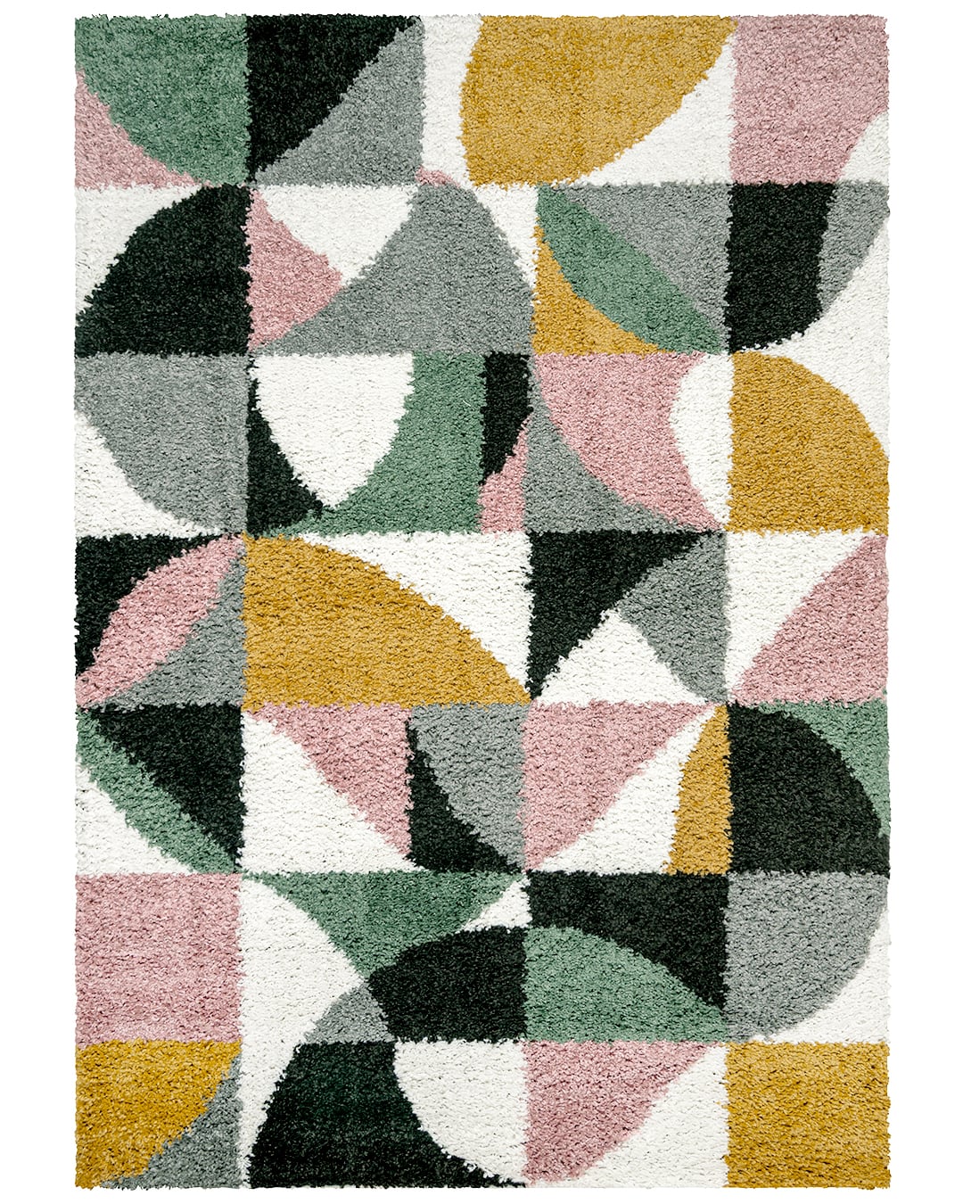 Hochflor / Shaggy-Teppich fürs Jugendzimmer, geometrisch - Ames Centro - beige, rosa, grau