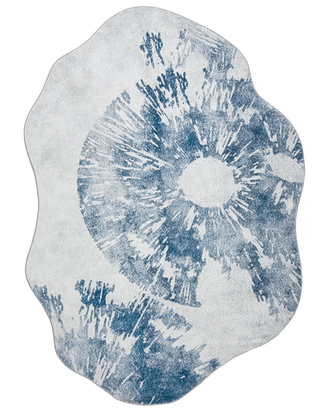 Moderner Teppich in unregelmäßiger Form - Arona Iris - blau, grau, abstrakt