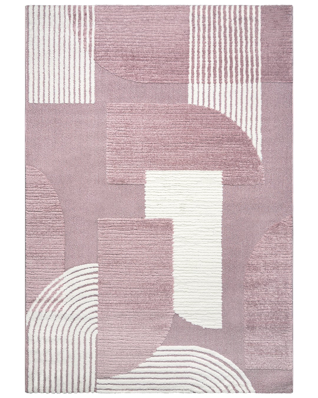 Moderner geometrischer Teppich - Blanca Arcos - Creme, Rosa, mittelhoher Flor
