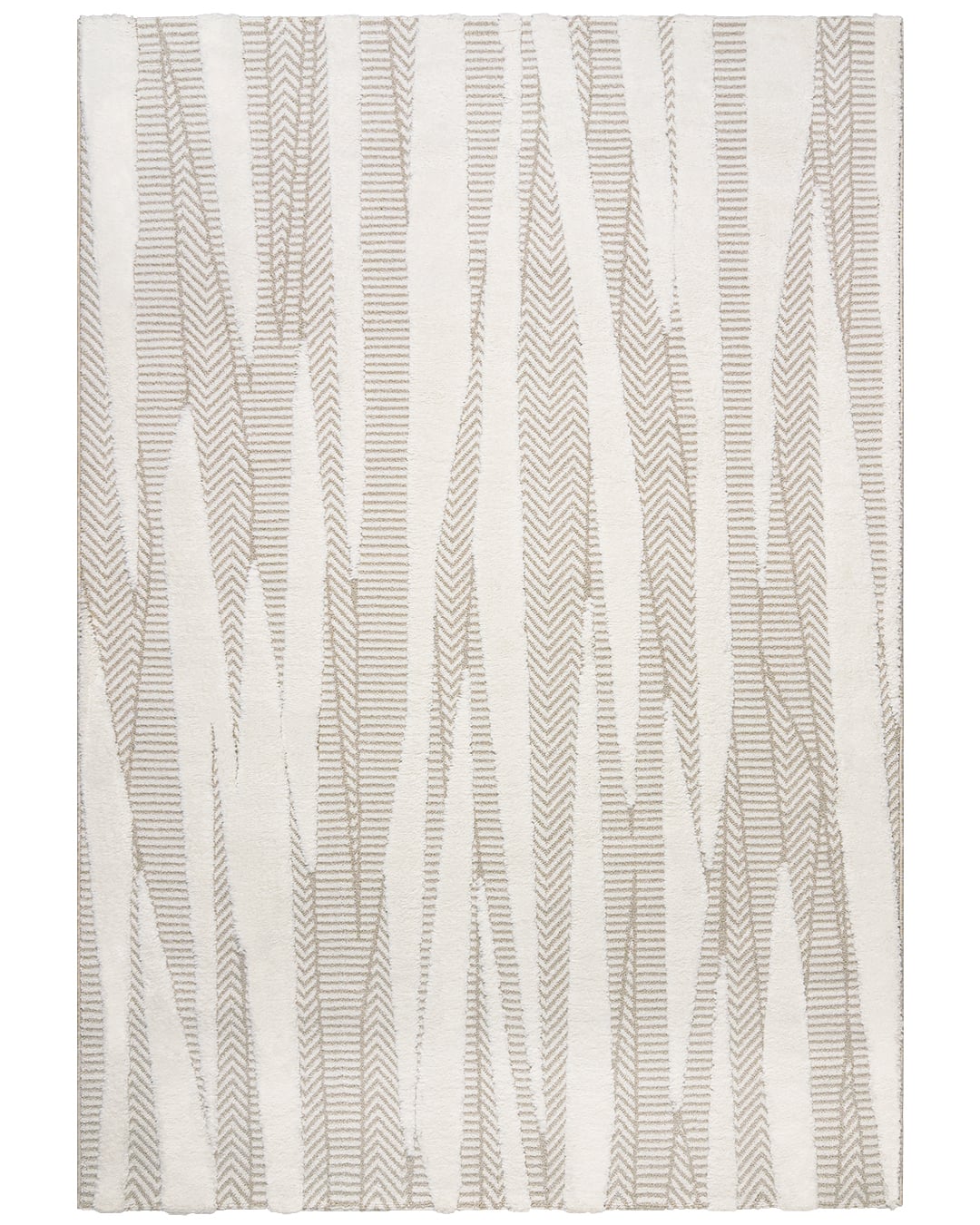 Moderner abstrakter Teppich - Blanca Cande - Braun, Creme, mittelhoher Flor