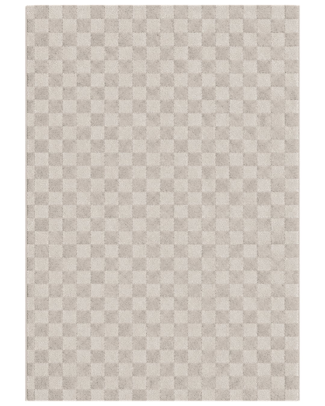 Moderner Geometrischer Teppich mit Karomuster - Conil Amater - Beige, mittelhoher Flor