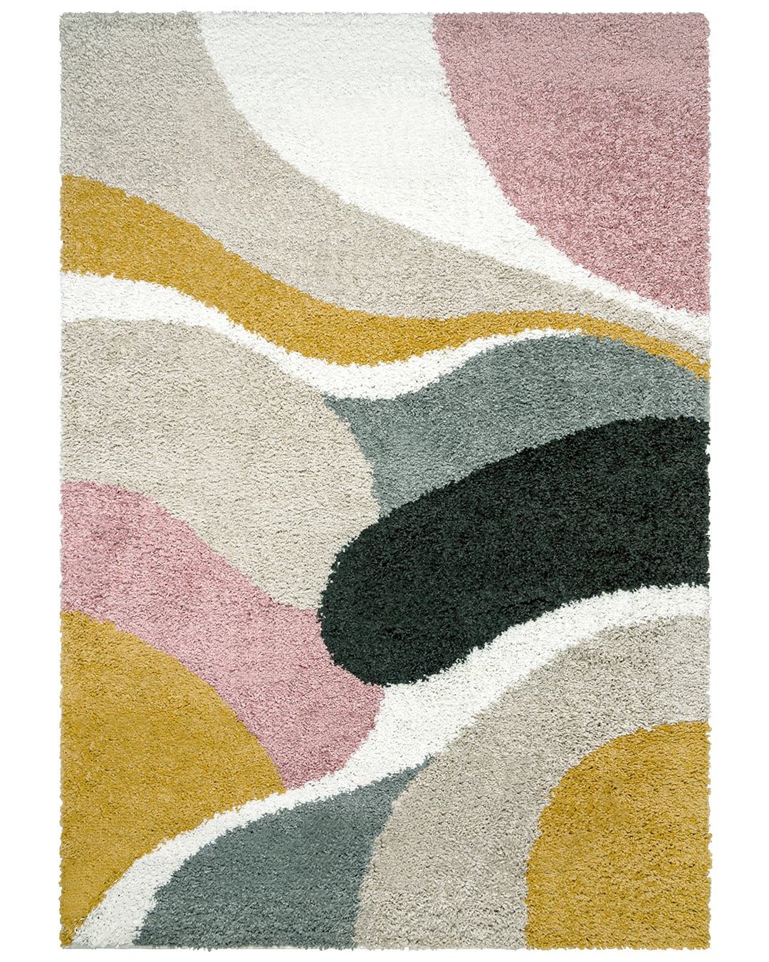 Hochflor / Shaggy-Teppich fürs Jugendzimmer, Abstrakt - Coria Oma - beige, rosa, mehrfarbig