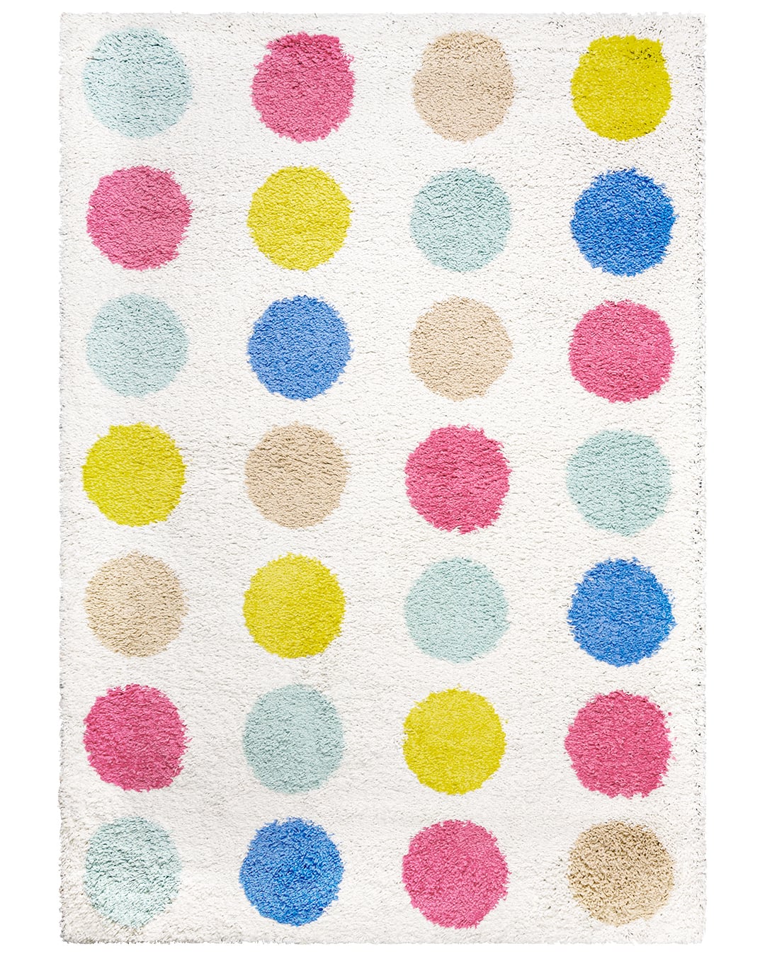 Hochflor / Shaggy-Teppich fürs Jugendzimmer, geometrisch - Ibi Gozar - beige, blau, mehrfarbig