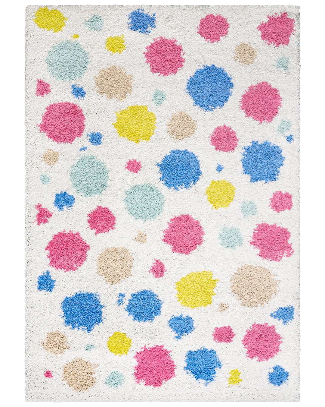 Hochflor / Shaggy-Teppich fürs Jugendzimmer, abstrakt - Ibi Samba - beige, blau, mehrfarbig