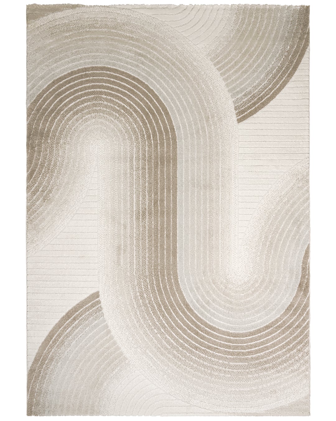 Moderner Abstrakter Teppich - Lasarte Mitr - Beige, Braun, Grau, mittelhoher Flor