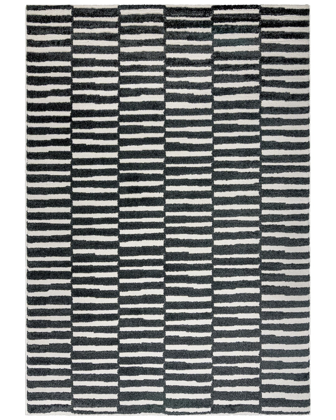 Moderner abstrakter Teppich - Martos Malla - Schwarz-Weiß, mittelhoher Flor