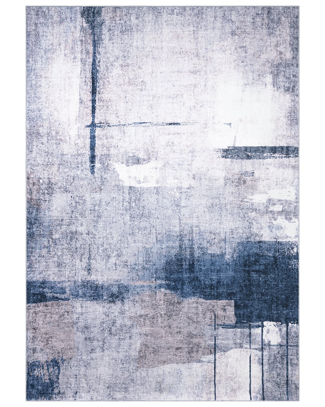 Moderner abstrakter Teppich - Onati Azul - braun, dunkelblau, grau