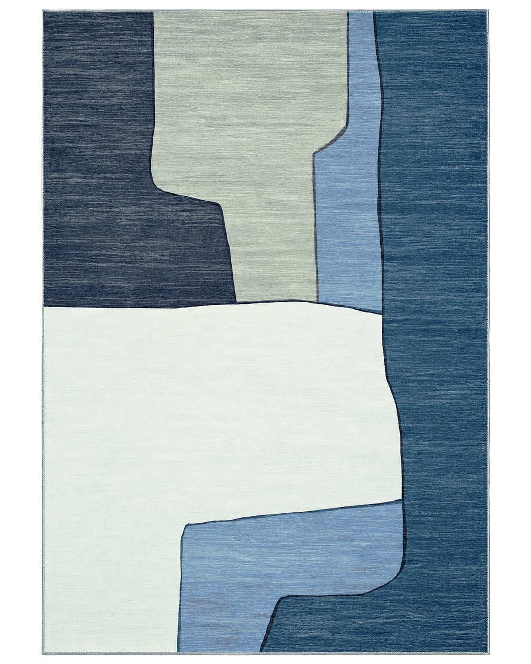 Moderner geometrischer Teppich - Vera Azul - beige, weiß, dunkelblau, blau
