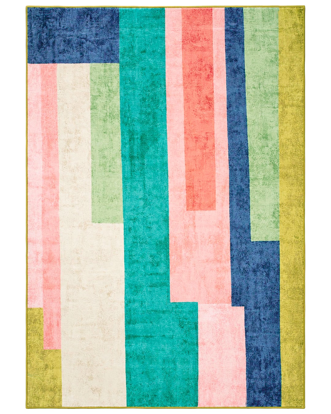 Moderner geometrischer Teppich - Vera Colorido - mehrfarbig, dunkelblau, rosa, grün