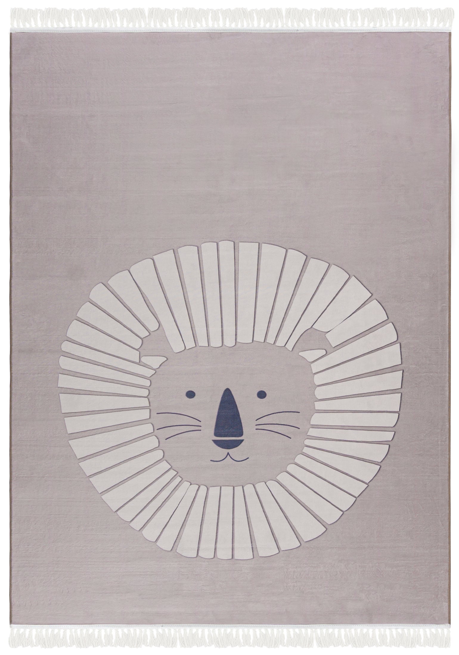 Kinderteppich mit Fransen - Bello Leone Beige - Löwe, beige