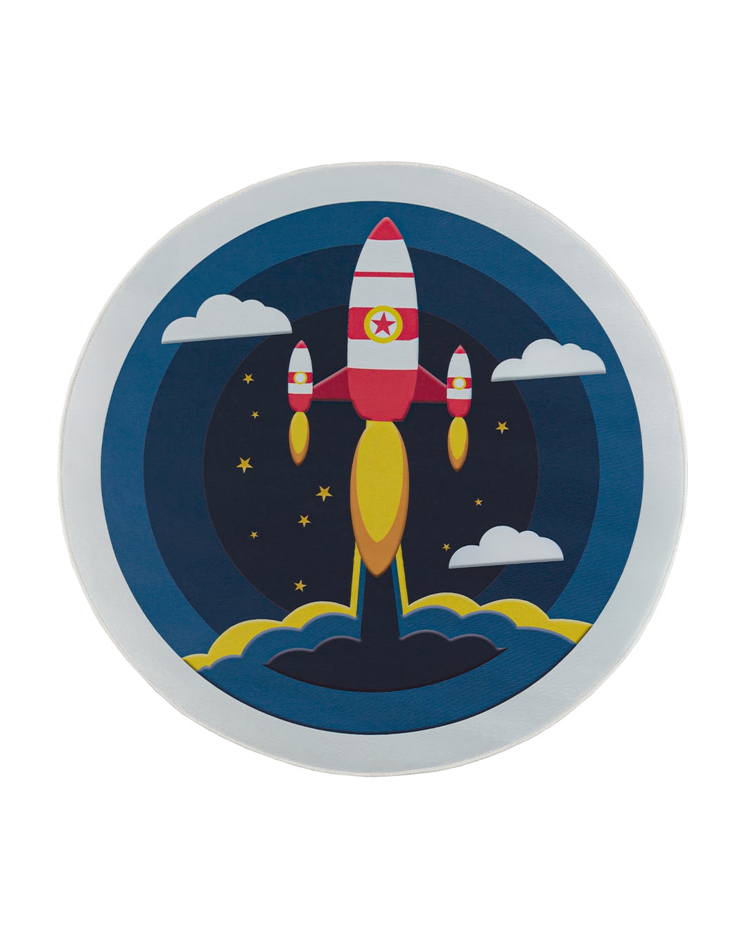 Kinderteppich – Bambini Satellite – Rakete, dunkelblau, weiß