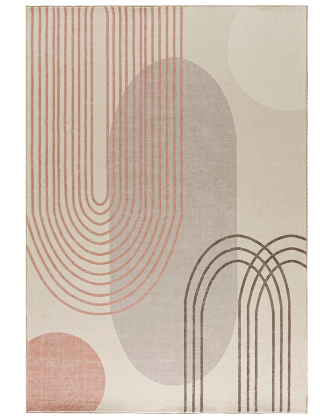 Moderner geometrischer Teppich – Modica Pietra – cremefarben, violett