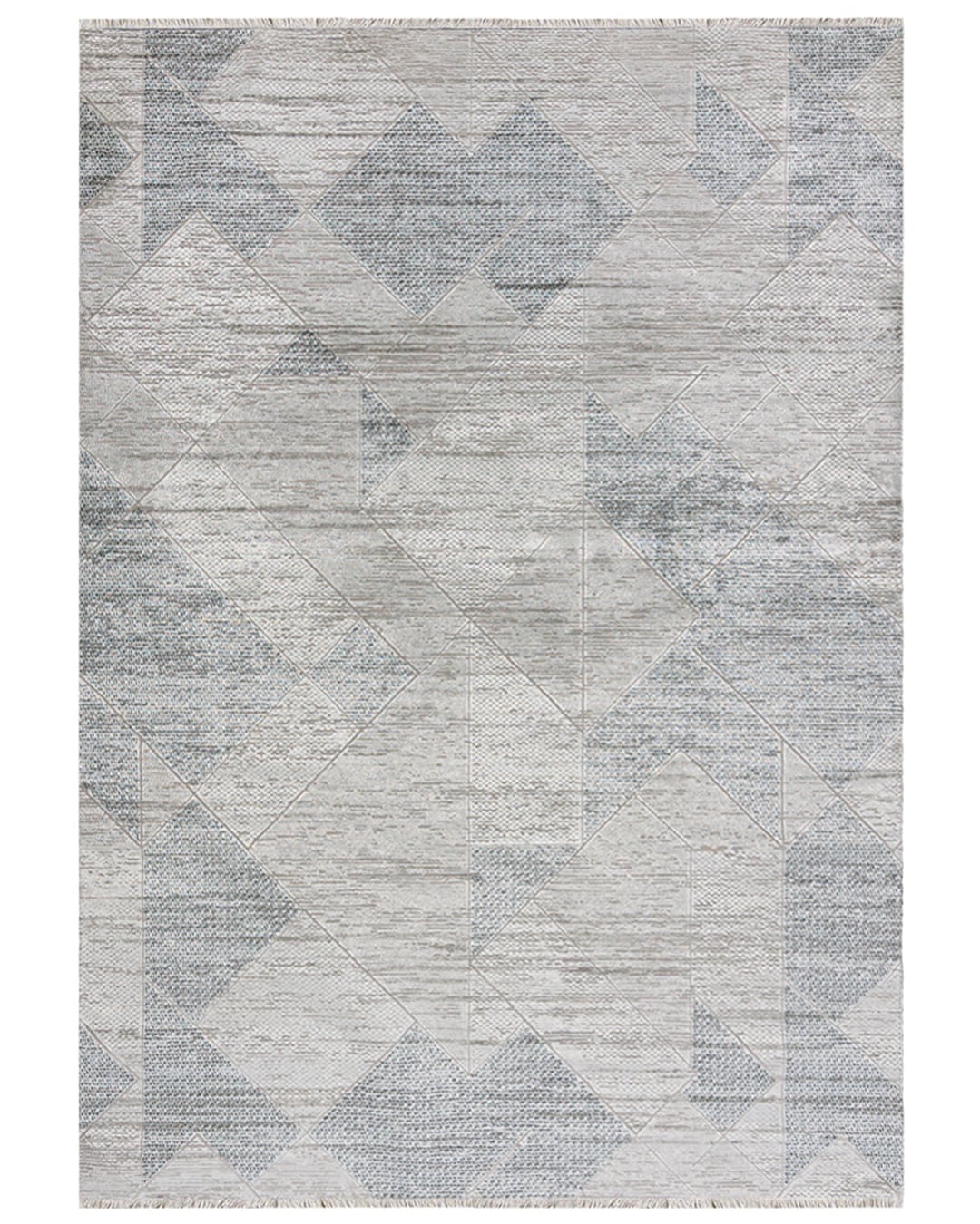 Moderner Teppich mit Fransen – Bari Filo Blu – grau, blau