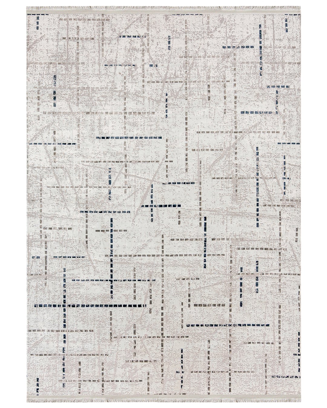 Moderner Teppich mit Fransen – Bari Nodo Blue – grau, blau