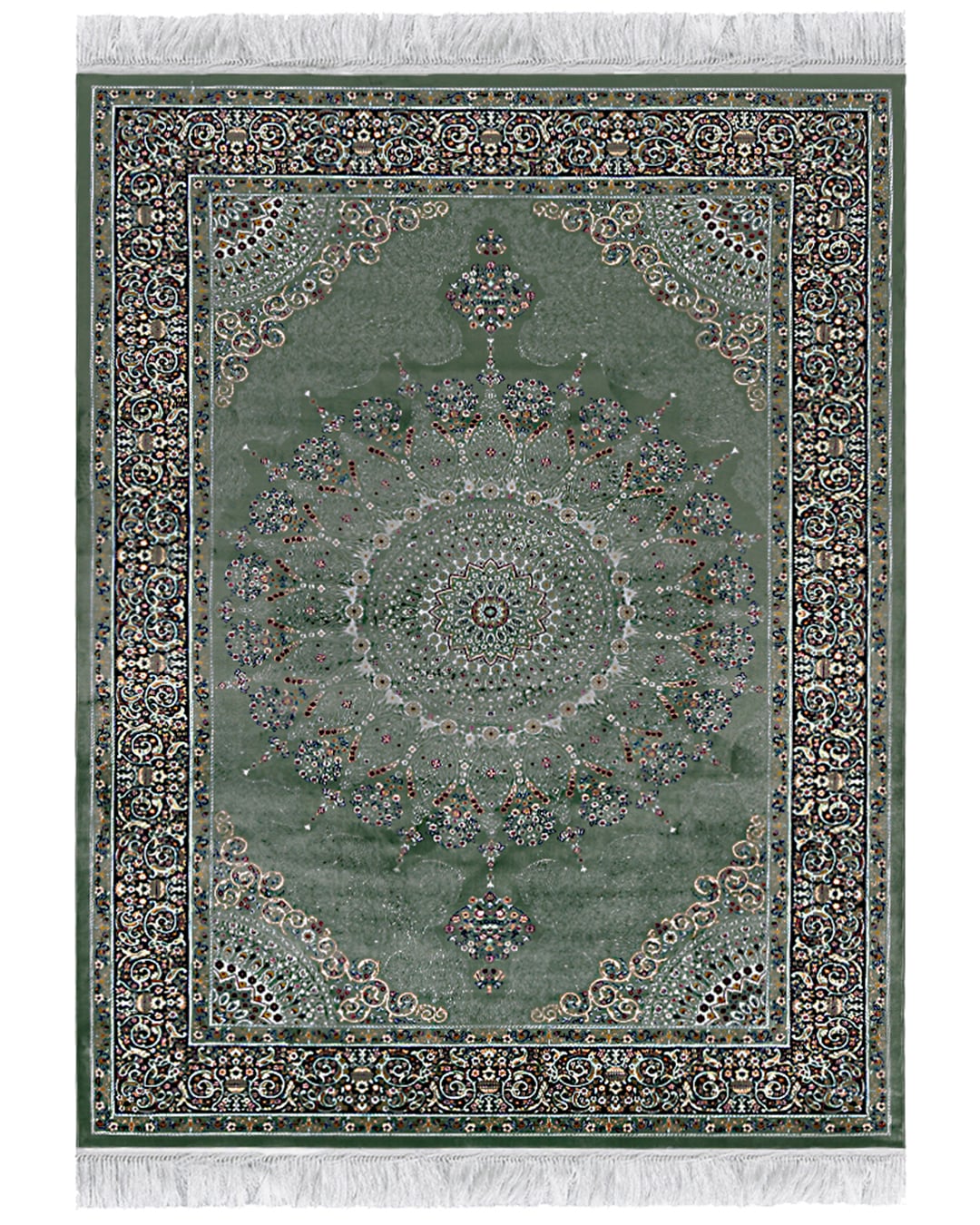 Traditioneller Teppich mit Fransen - Palazzo Trono - grün