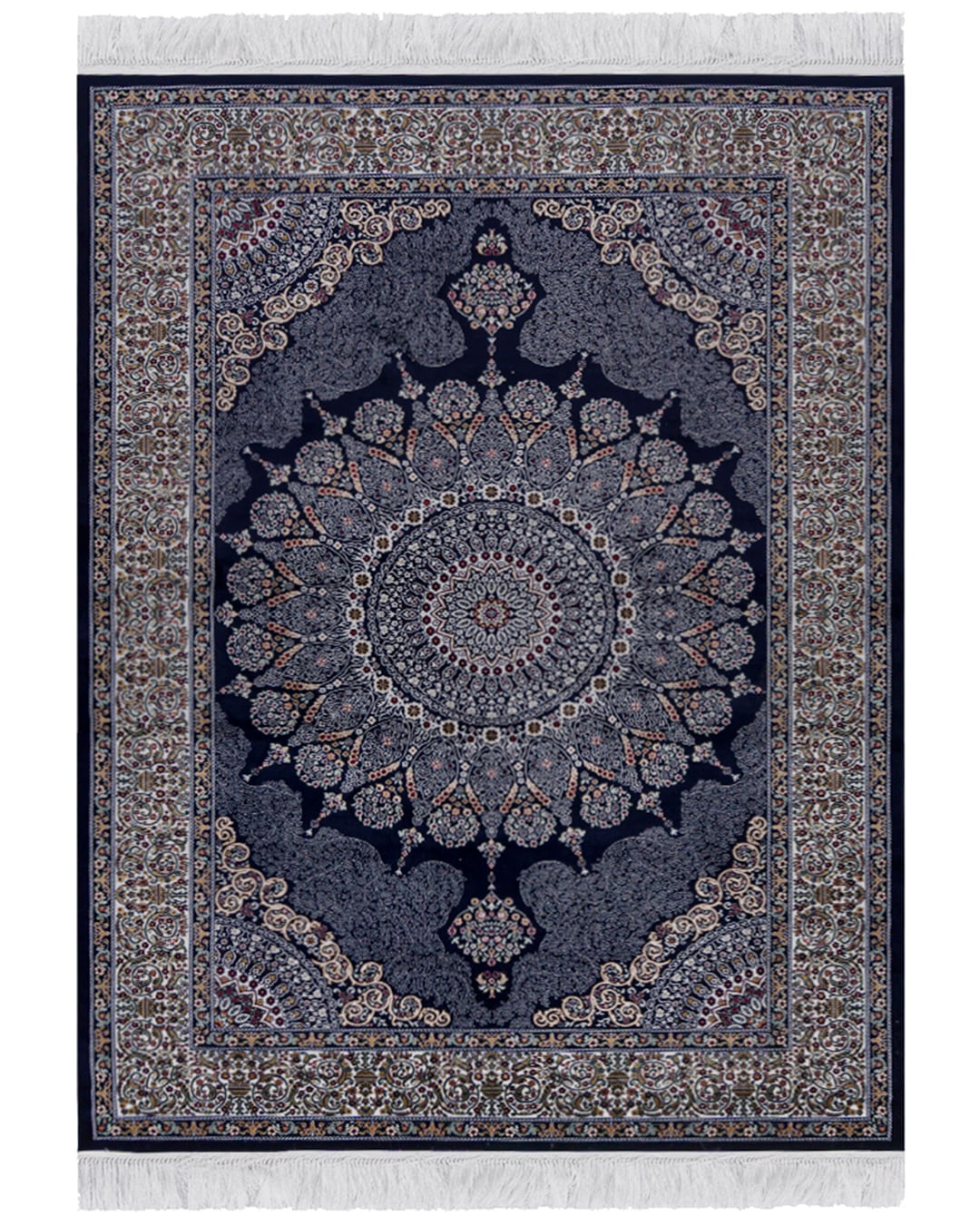 Traditioneller Teppich mit Fransen - Palazzo Reale - marinblau