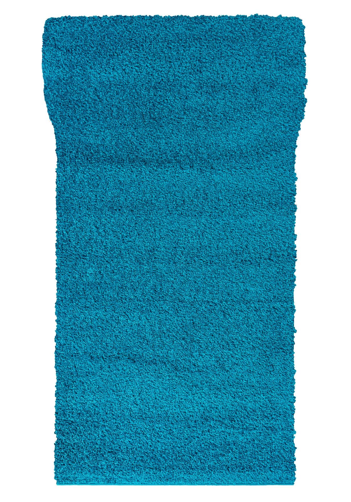 Teppichläufer Shaggy Blau Einfarbig 7388A DELHI
