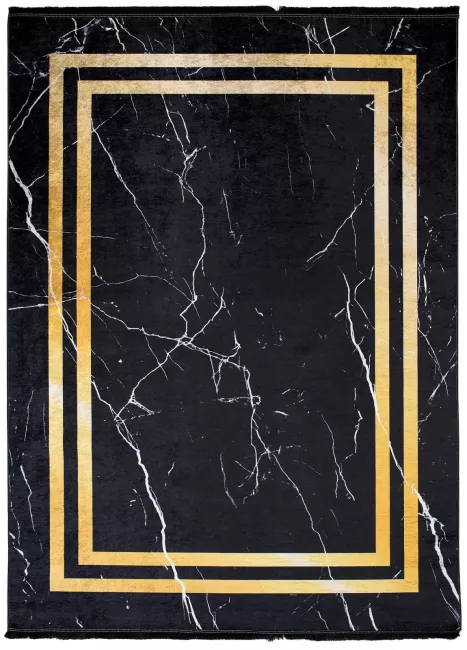 Teppich Schwarz Gold Marmor 23483 TOSCANA