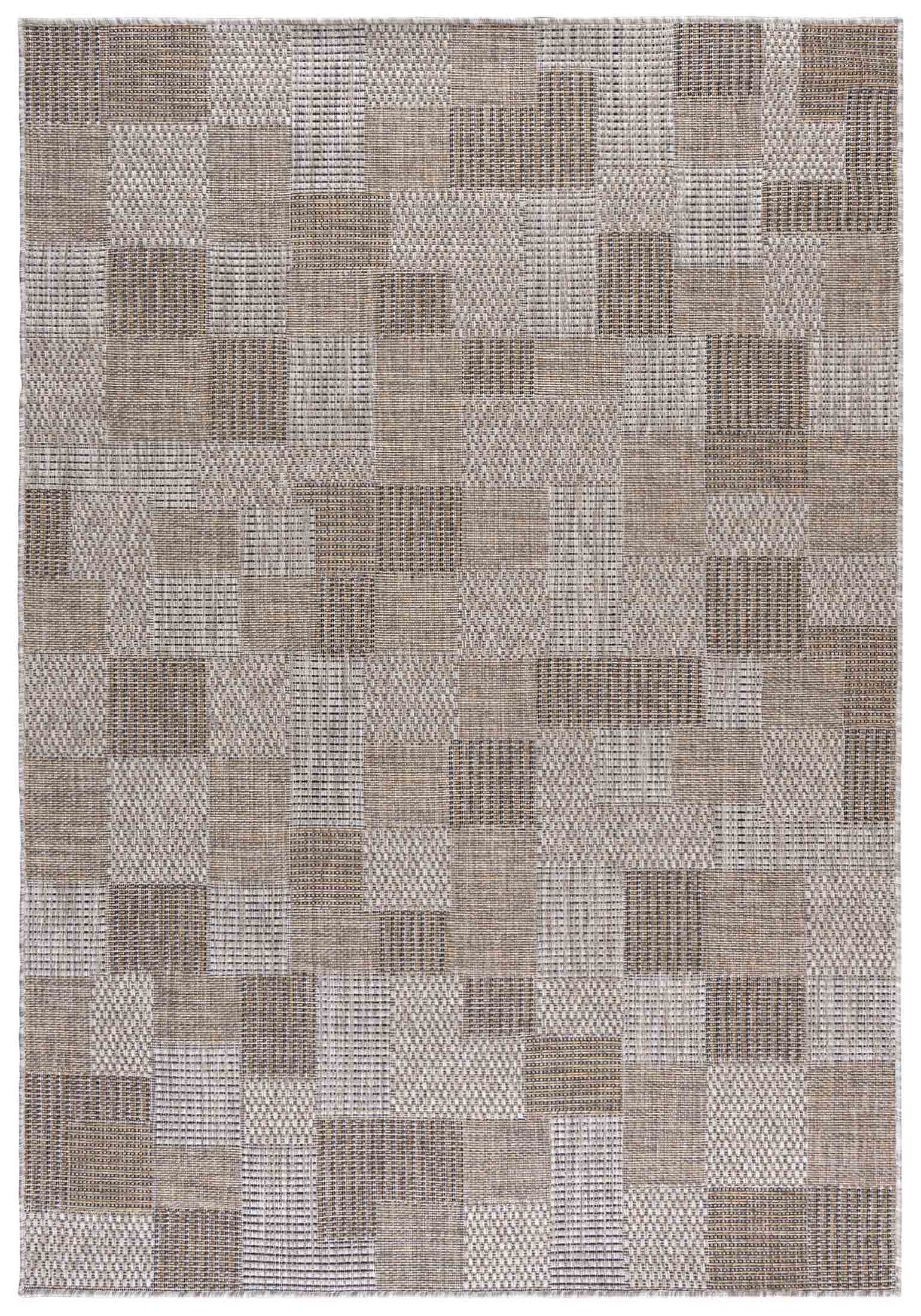 Flachgewebeteppich In- Outdoor Beige / Creme Braun Geometrisch KM27A MELISSA - modern, geometrisch, beige, braun, cremefarben