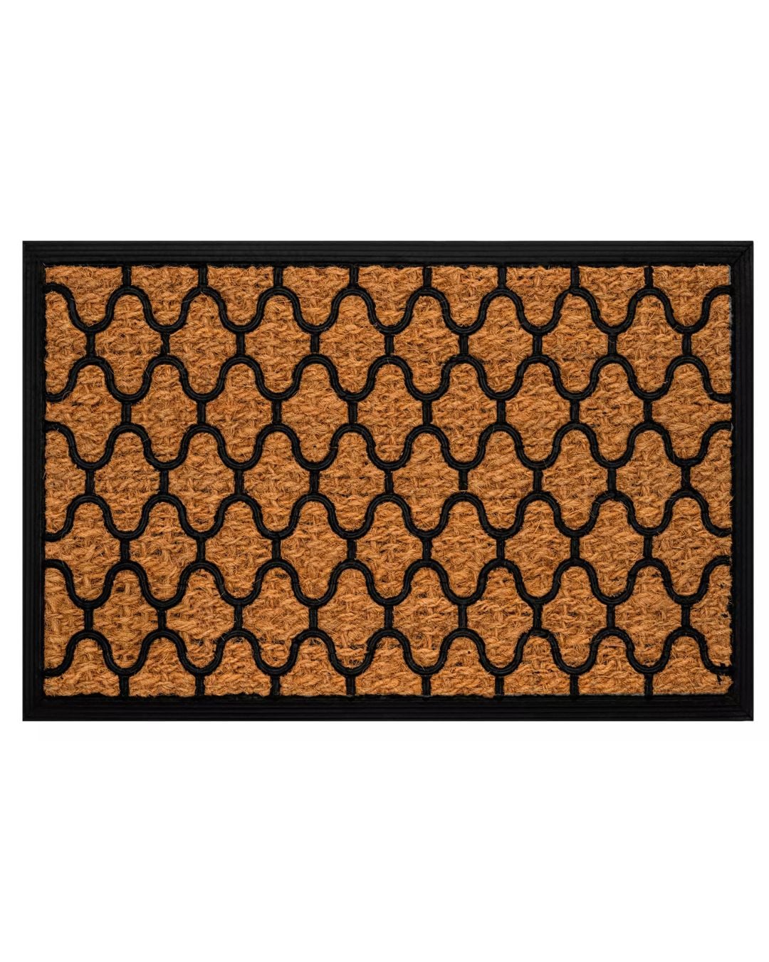 Kokos-Fußmatte - Calla 3104 - beige-schwarz mit Gummigitter, rutschfest und pflegeleicht