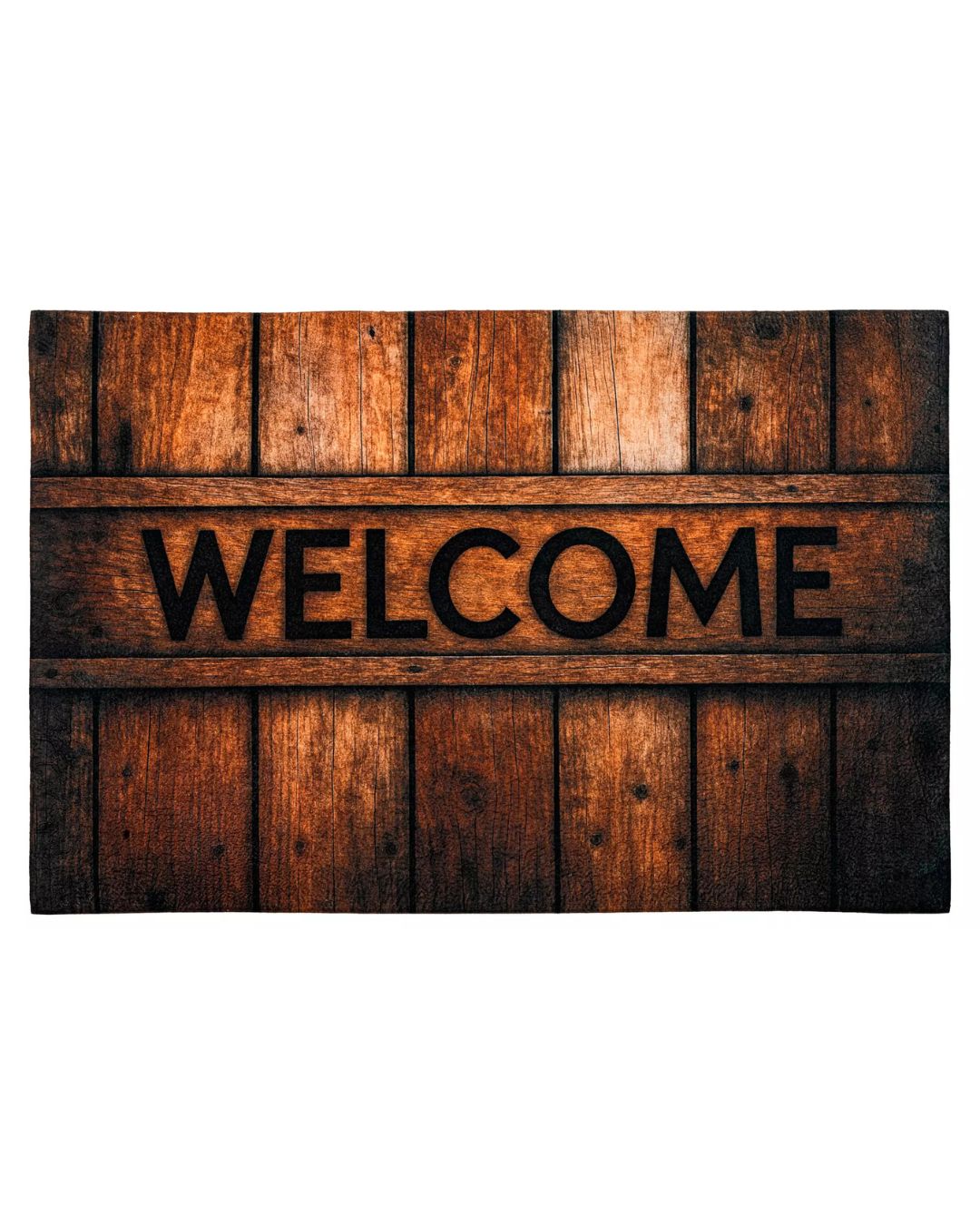 Textil-Fußmatte - Print DM15 - braun, mit Welcome-Schriftzug, rutschfest und pflegeleicht