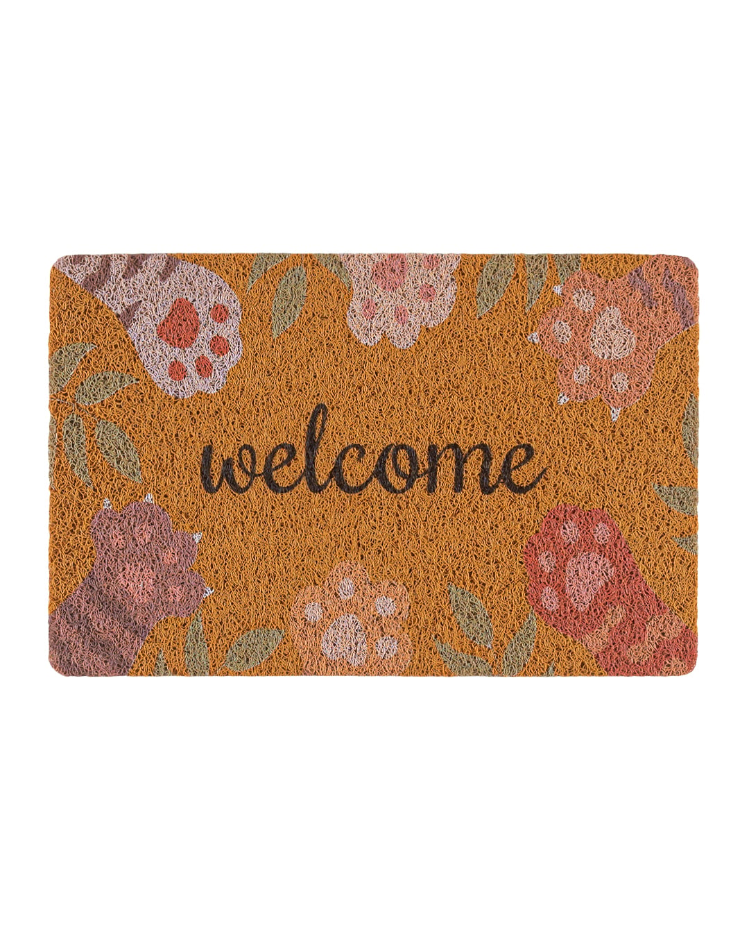 Moderne Fußmatte - Passo Zampe - braun, Pfotenabdrücke, Schriftzug Welcome