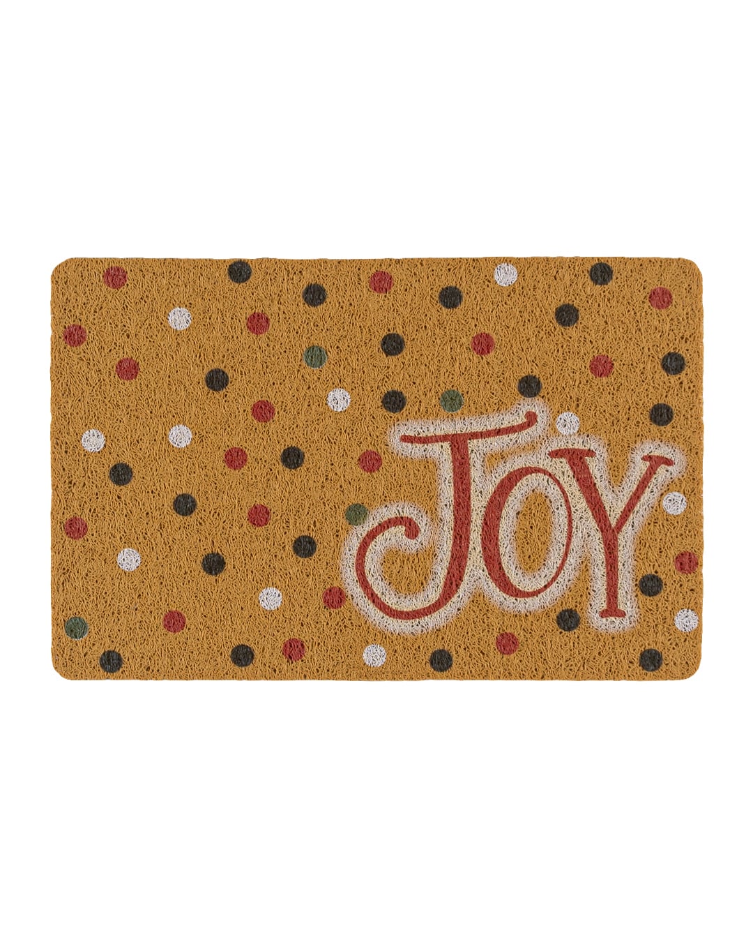 Weihnachtsfußmatte – Festivo Puntini – braun, Aufschrift „Joy”, Punkte