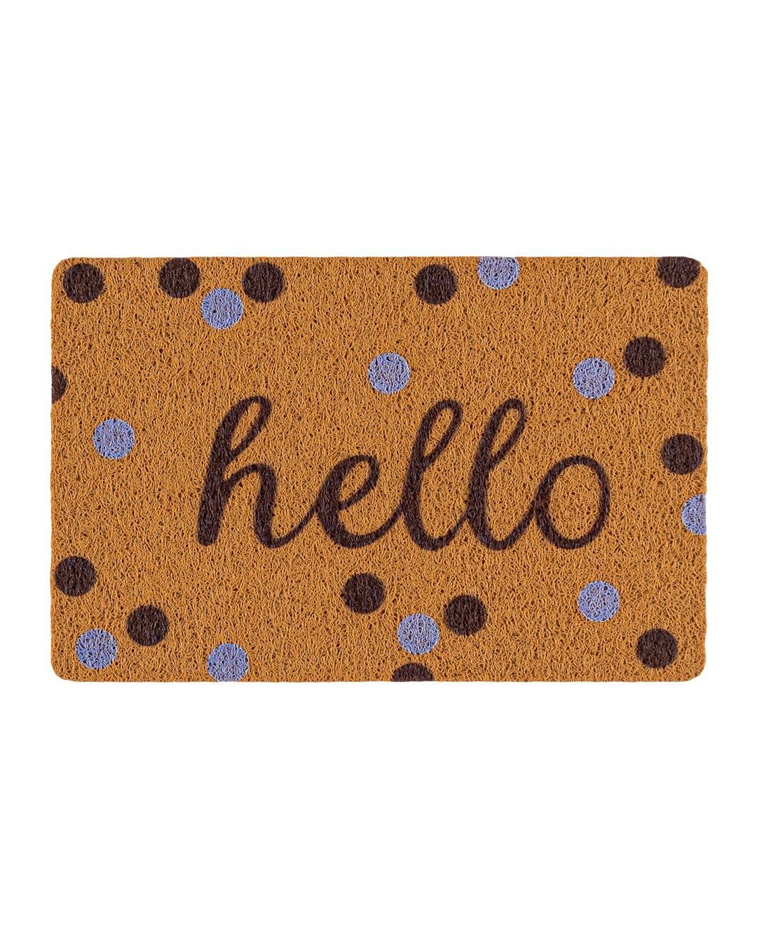 Moderne Fußmatte – Passo Andare – braun, blau, Aufschrift „Hello”