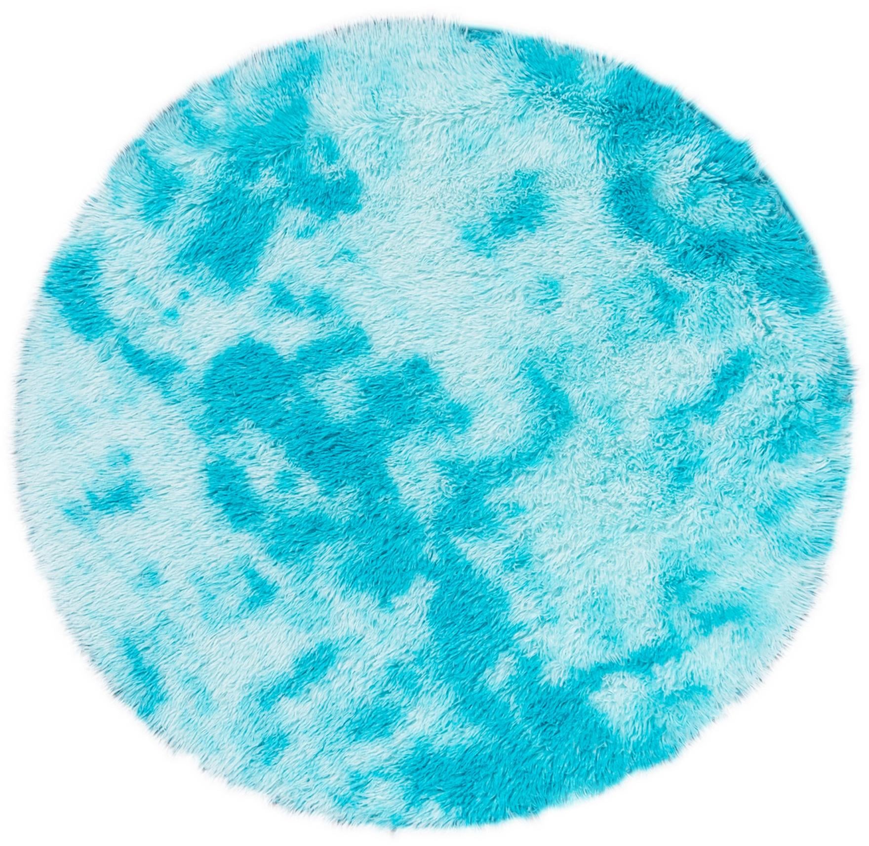 Teppich Rund Blau Einfarbig SOLID SILKED