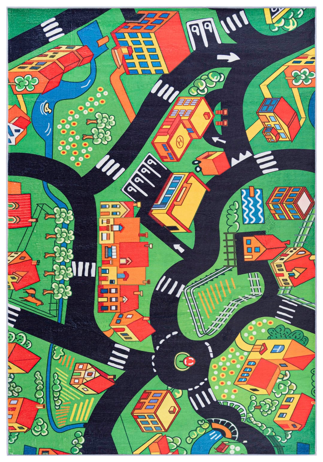 Kinderteppich Grün Straßen B_525 FLANNEL