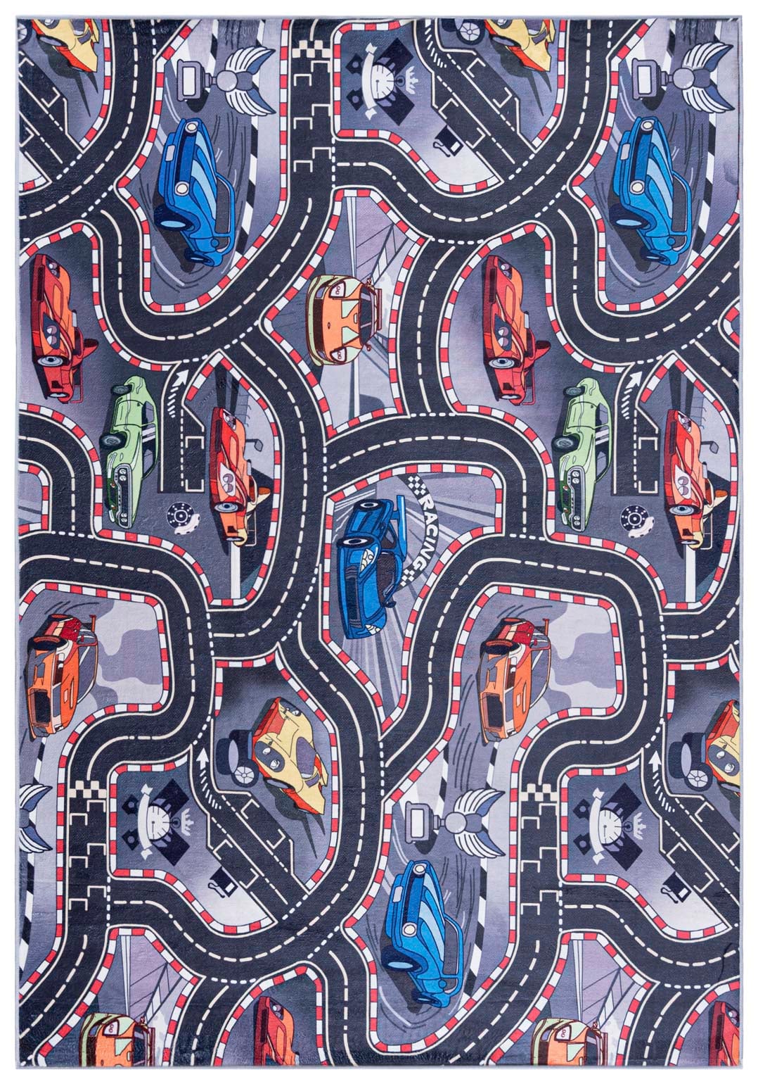 Kinderteppich Grau Straßen B_605 FLANNEL