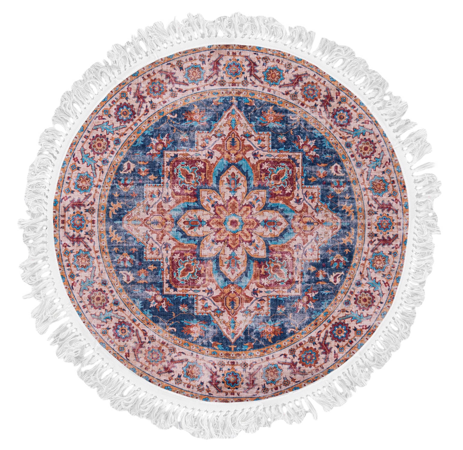 Teppich Rund Orientalisch Rot Blau Vintage / Shabby Y_169A ANKARA - Vintage, rot, blau