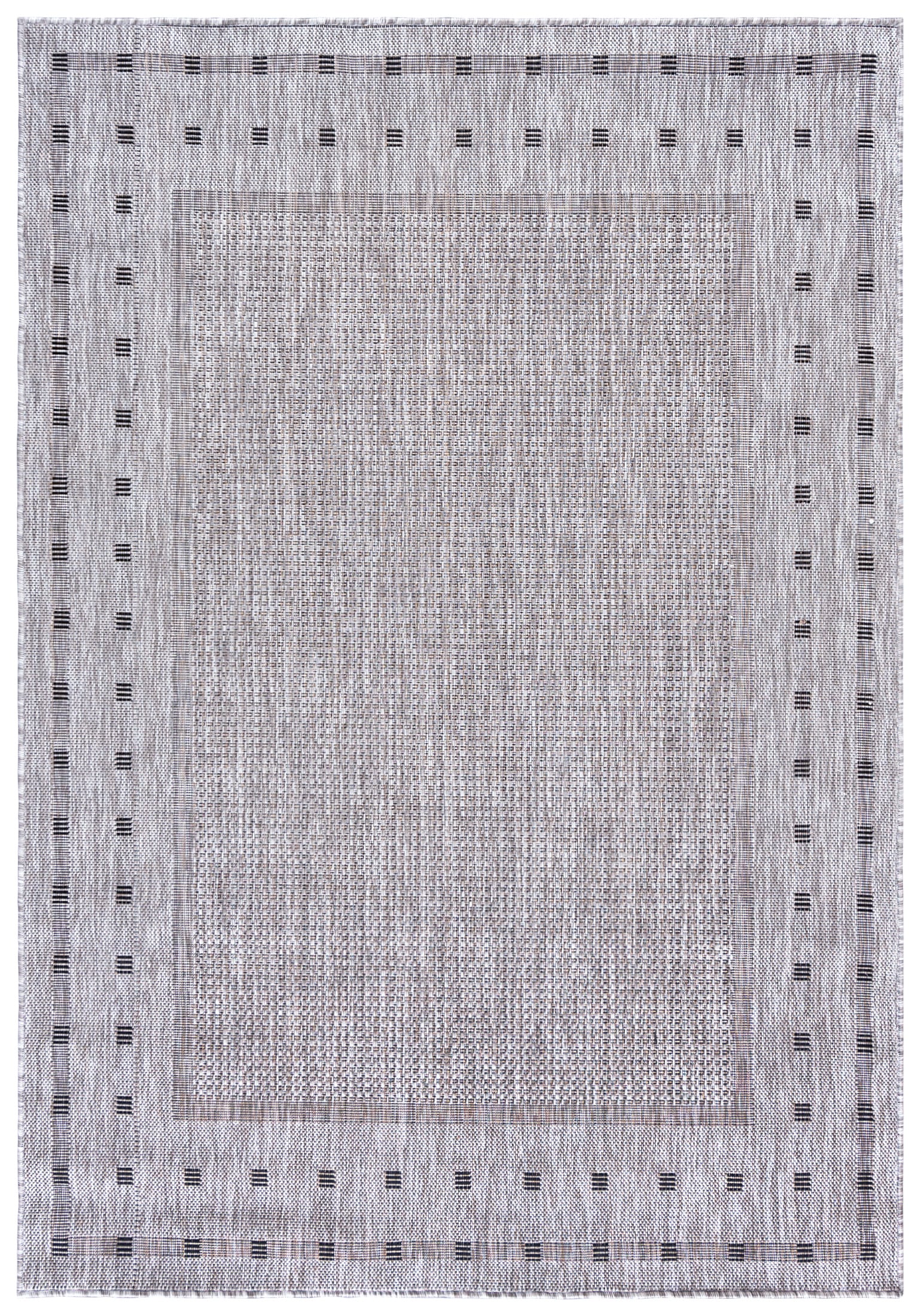 Flachgewebeteppich In- Outdoor Grau Punkte Rahmen KE63A MELISSA - modern, Punkte, graphitgrau, grau