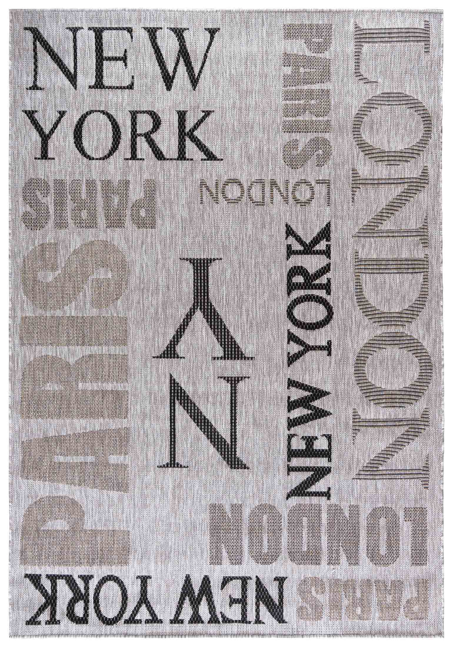 Flachgewebeteppich In- Outdoor Grau New York London KH79A MELISSA - modern, New York London, graphit, grau
