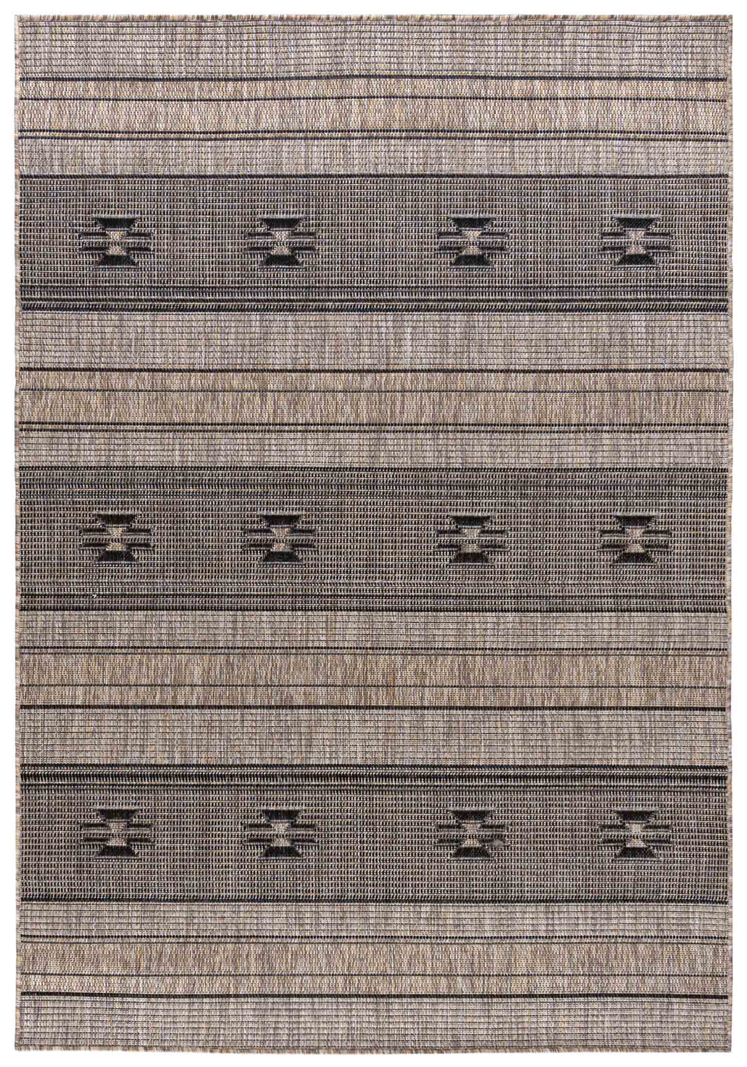 Flachgewebeteppich In- Outdoor Beige / Creme Braun Boho Streifen KL71A MELISSA - Boho, Streifen, beige, braun, cremefarben