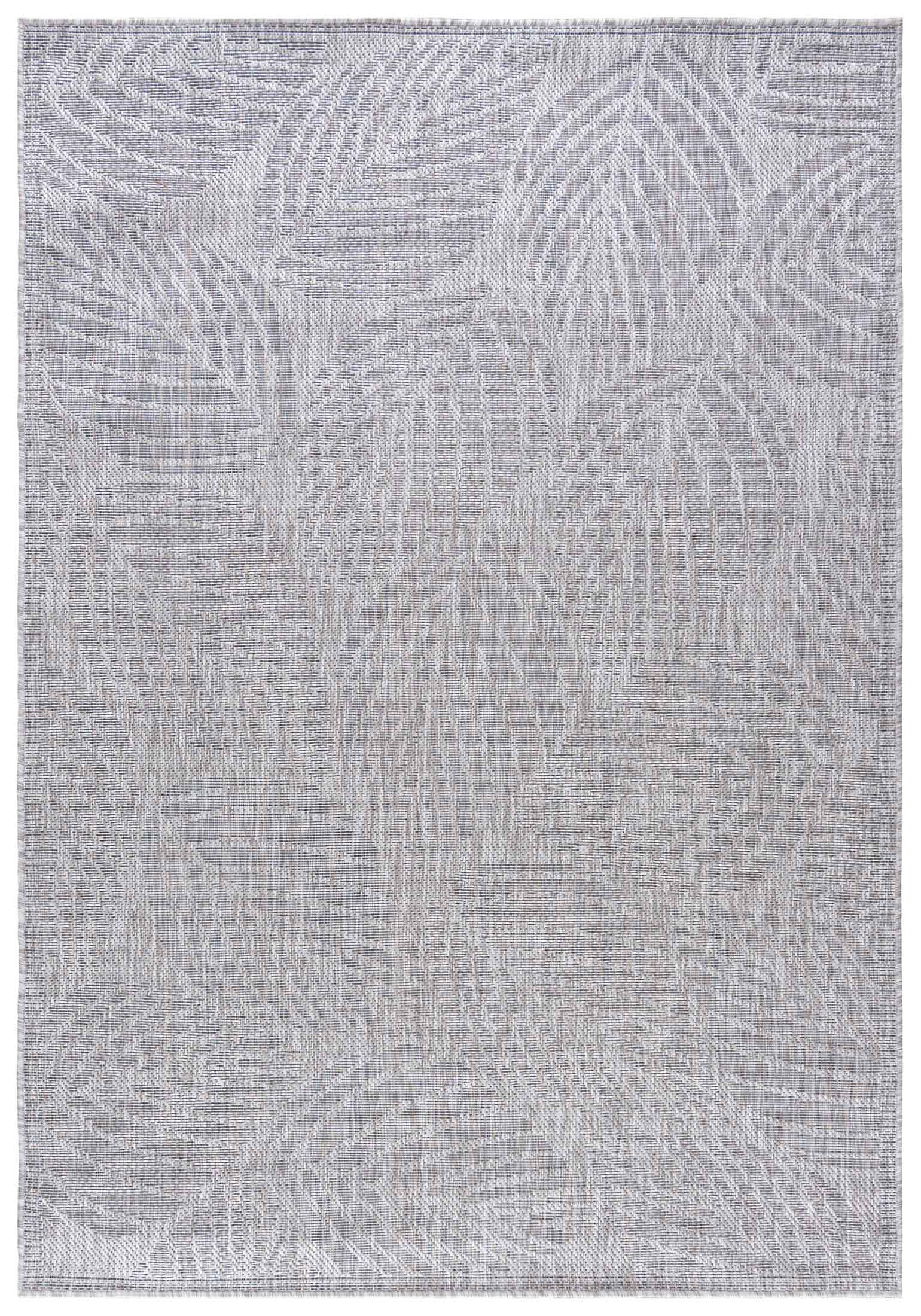 Flachgewebeteppich In- Outdoor Grau Floral KM28B MELISSA - modern, geometrisch, graphit, grau