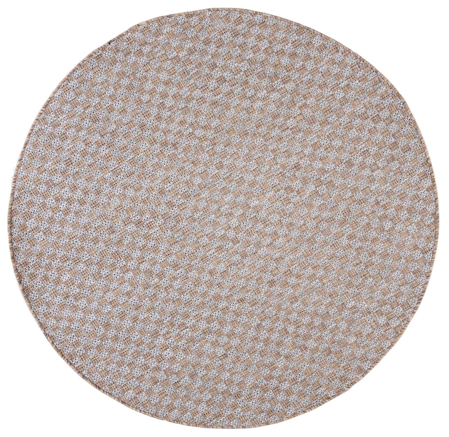 Teppich Rund In- Outdoor Braun Grau Geometrisch Einfarbig KM26A VERANDA , wasserdicht, auf die Terrasse, den Balkon