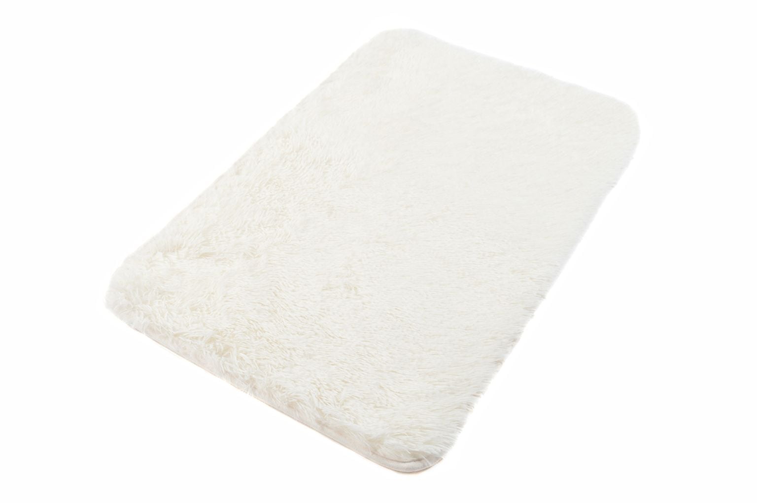 Badezimmerteppich SILK SOLID IVORY – rutschfest, Shaggy, weiß, Ecru