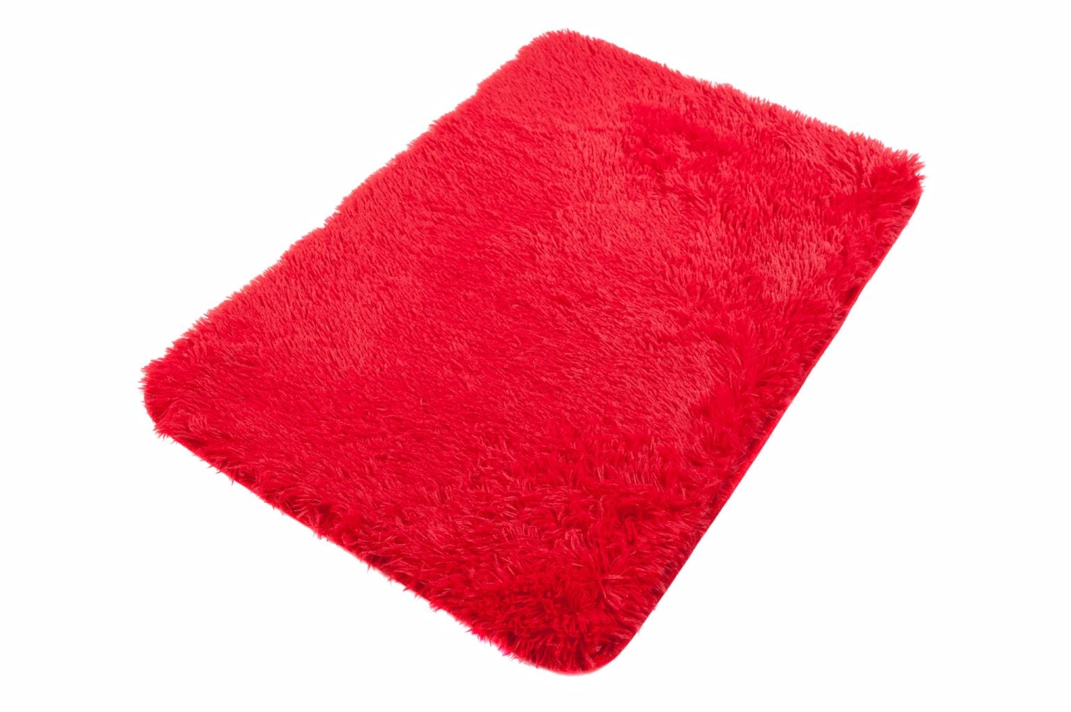 Badezimmerteppich SILK SOLID RED – rutschfest, Shaggy, rot