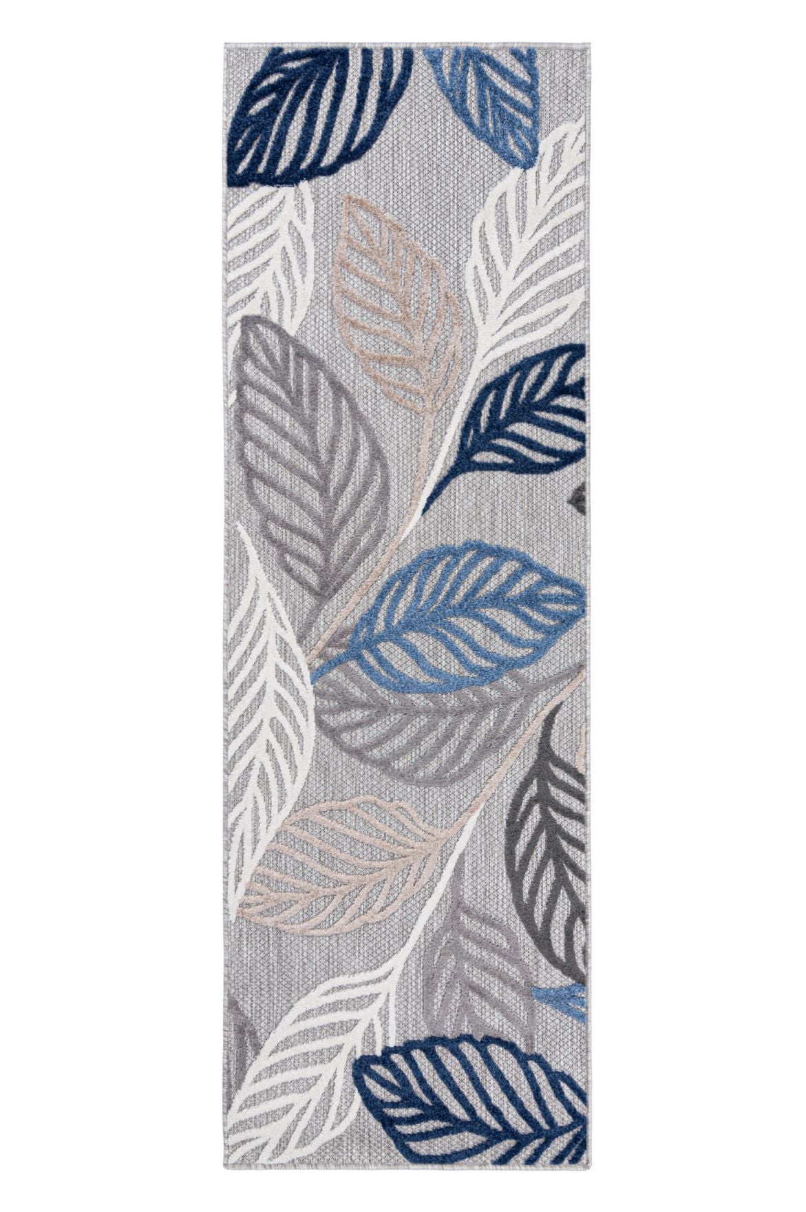 Teppichläufer In- Outdoor Blau Grau Floral EC99A AVENTURA , wasserdicht