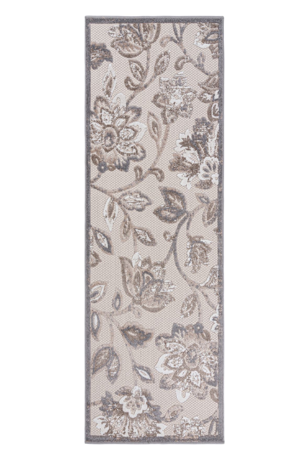 Teppichläufer In- Outdoor Beige / Creme Floral EC93B AVENTURA , wasserdicht