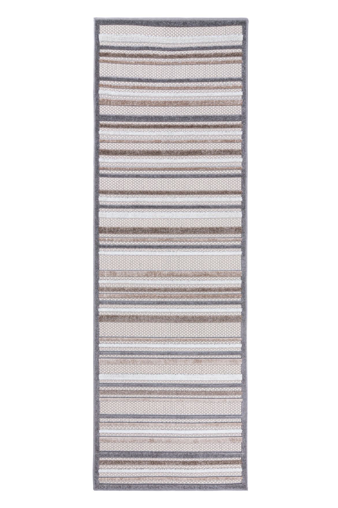 Teppichläufer In- Outdoor Beige / Creme Geometrisch Streifen ED50B AVENTURA , wasserdicht