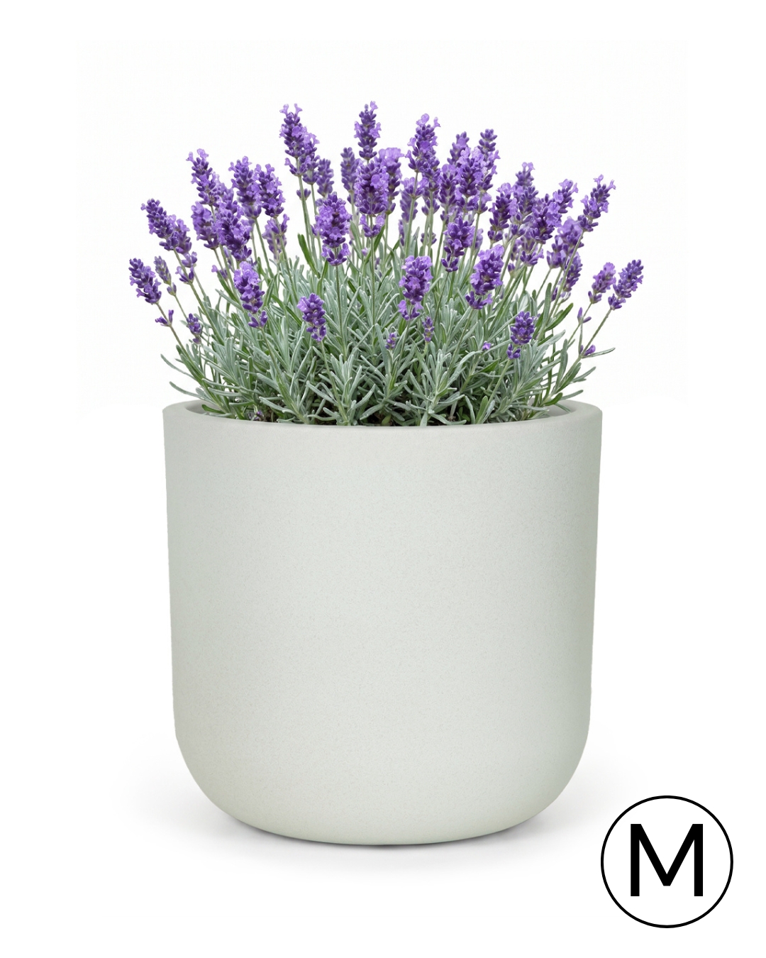 Runder Garten- / Terrassen-Blumentopf 36 cm x 36 cm x 35 cm - Elegante M - Kunststoff-Blumentopf, hellgrau, matt