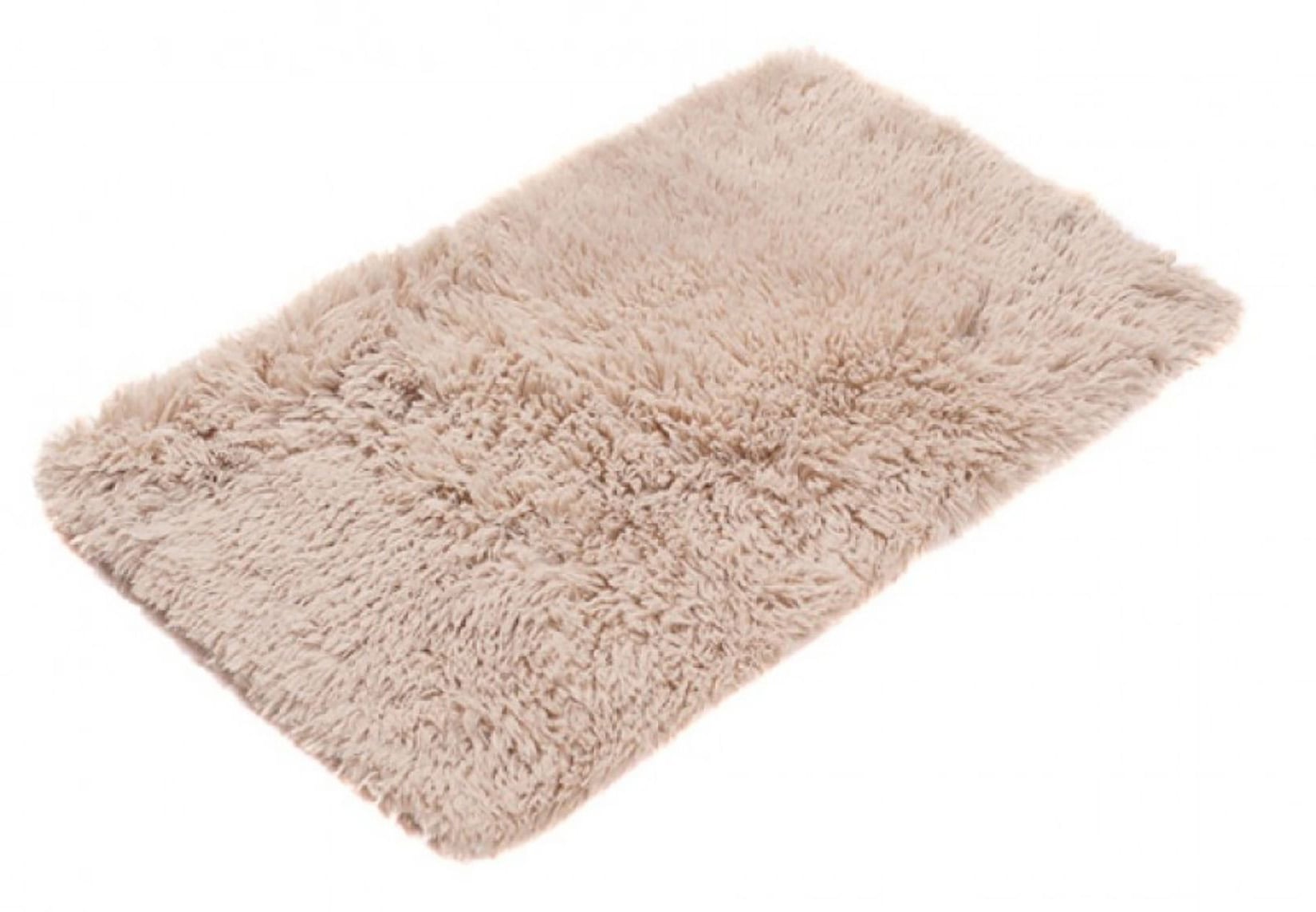 Badezimmerteppich SILK SOLID BEIGE – rutschfest, Shaggy, beige