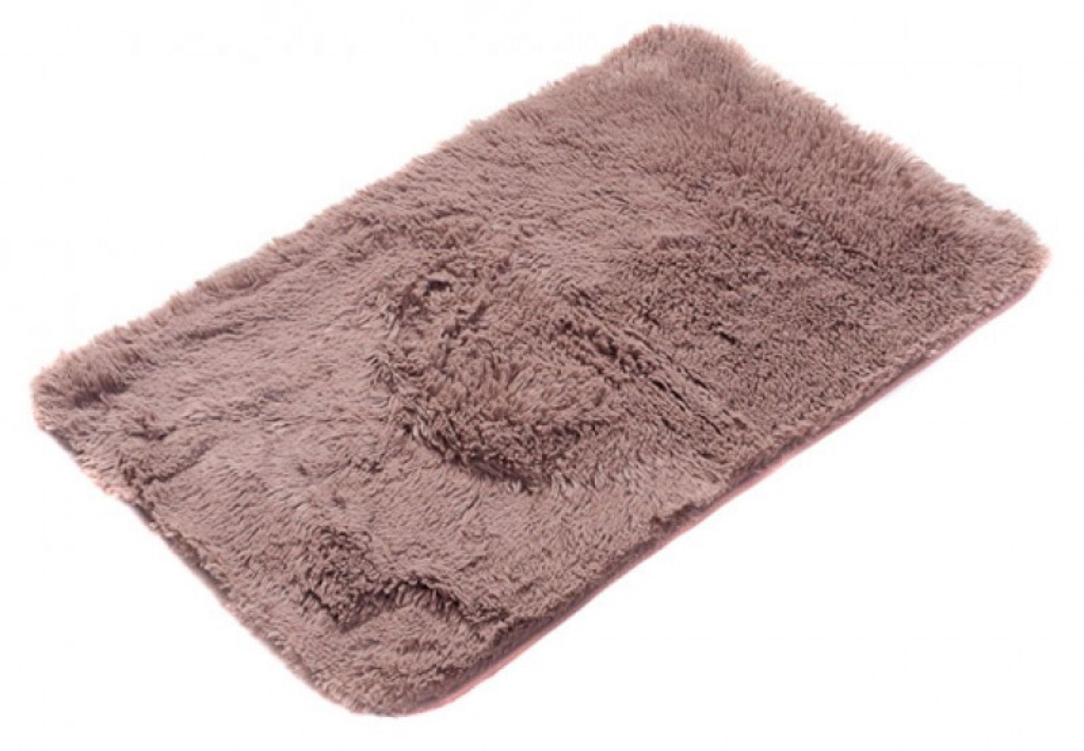 Badezimmerteppich SILK SOLID BROWN – rutschfest, Shaggy, braun