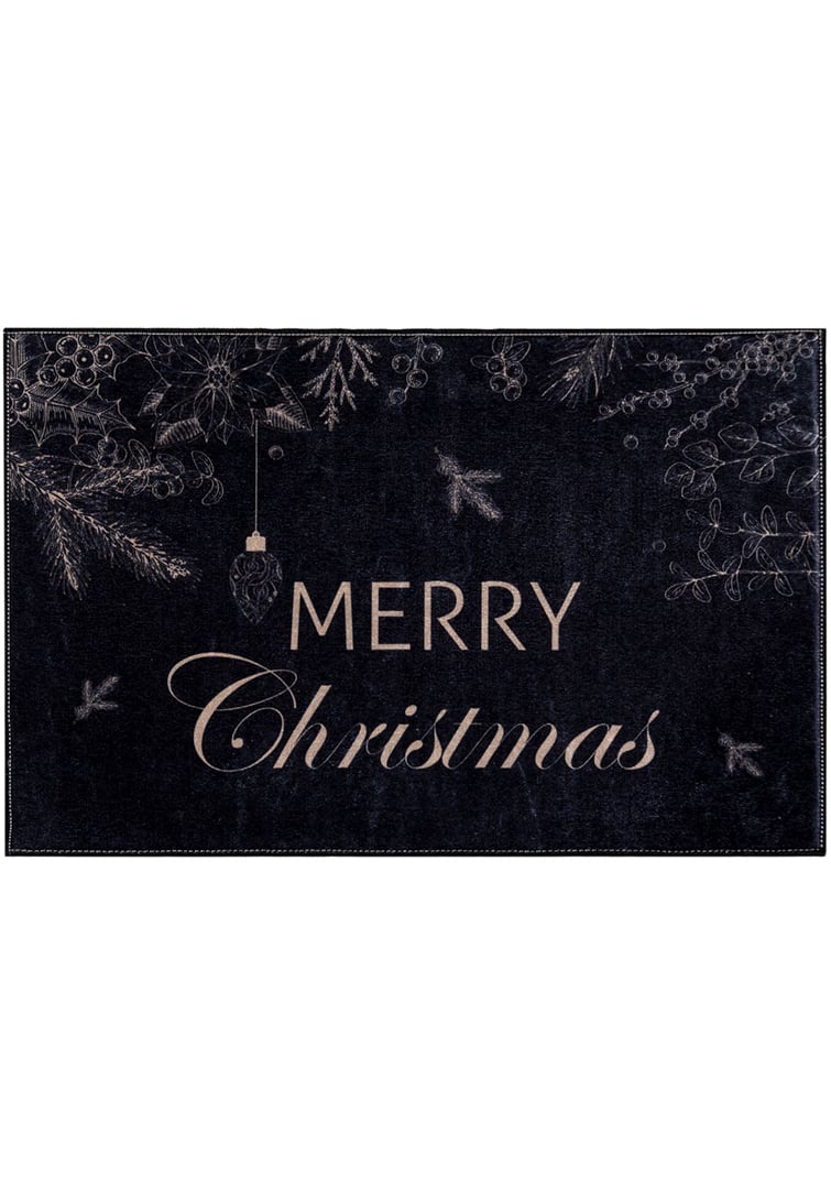Weihnachtsteppich, Matte - XMAS GLAMOUR Weihnachts-Fußmatte, schwarz