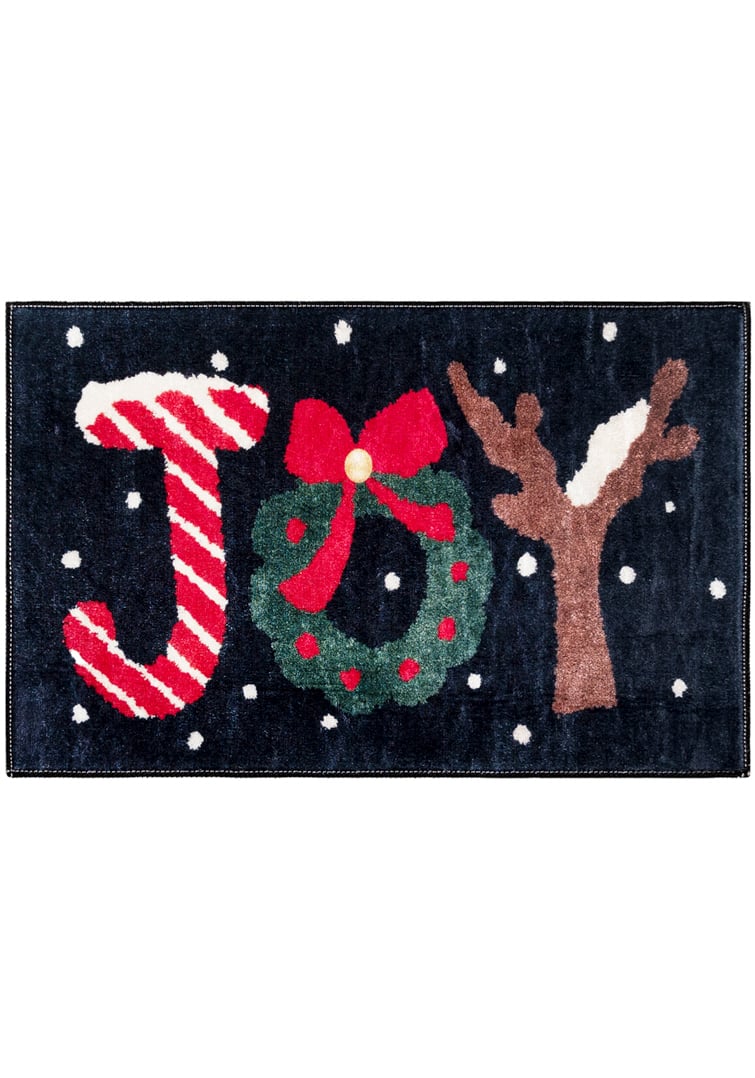 Weihnachtsteppich, Matte - XMAS SNOW Weihnachts-Fußmatte, schwarz