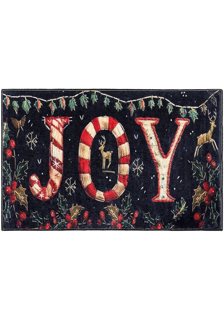 Weihnachtsteppich, Matte - XMAS JOY Weihnachts-Fußmatte, schwarz