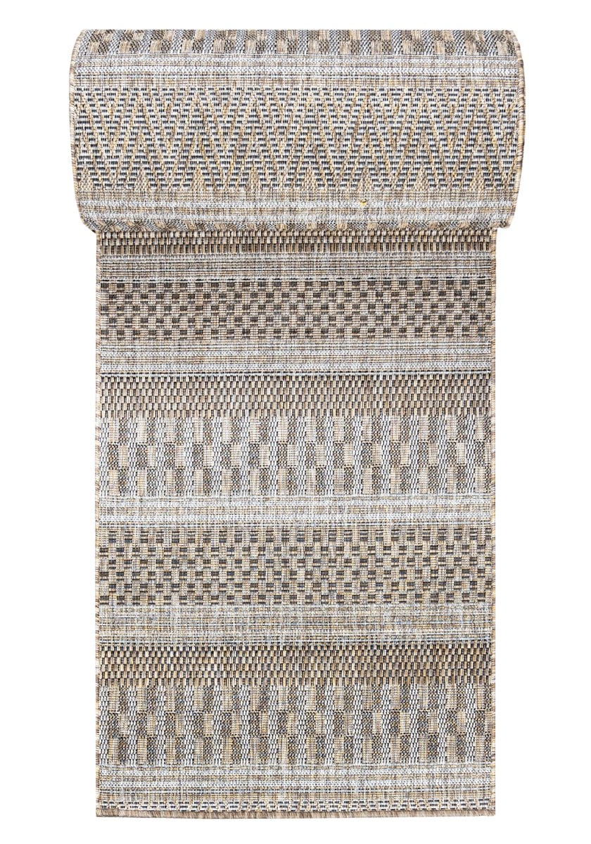 Läufer nach Maß In- Outdoor Beige Creme KF85A MELISSA - modern, Streifen, beige, cremefarben