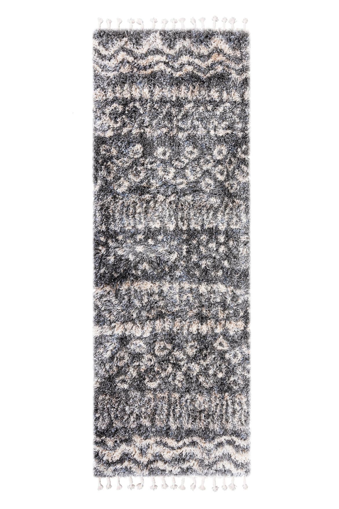 Teppichläufer Shaggy Grau Boho FA60A AZTEC